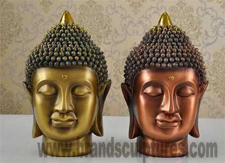 Large Modern Brass Statue Buddha Head For Temple Decor