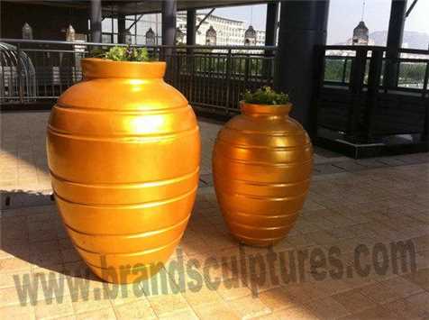 Large Impressive Fiberglass Planters Sculpture As Holiday Decoration