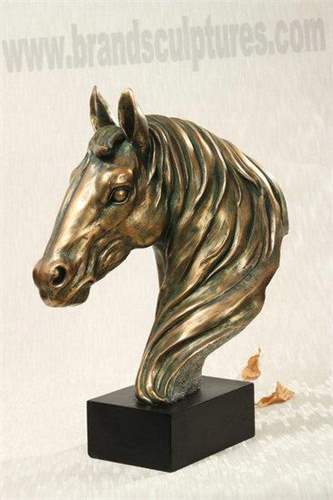 Huge Life-size And Varnished Fiberglass Horse Head Sculptures