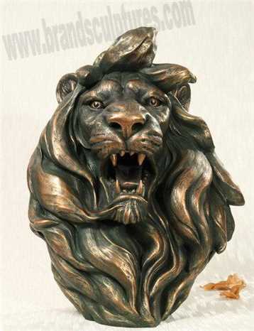 Huge Roaring Fiberglass Lion Statue Head As Home Ornament