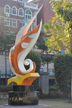Outdoor Landscape Giant Installed Egret School Metal Statue