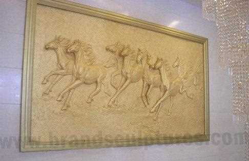 Huge Running And Handmade Horses Relief Home Wall Sculptures