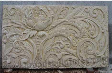 Life-Size And Handcraft Flower Fiberglass Art Relief Statue