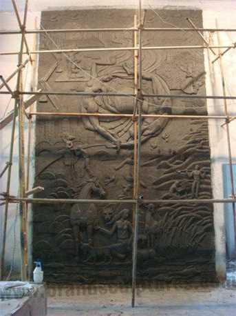 Huge Modern Indoor Wall Fountains Fiberglass Relief Sculptures