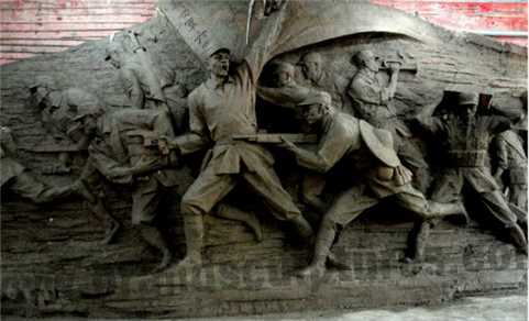 Inspirational And Brave Red Army Fiberglass Clay Relief Sculpture