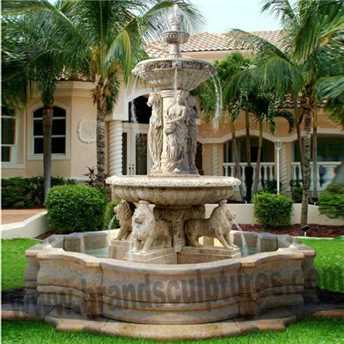 Large And Hand Carved Fountains Stone Garden Statues
