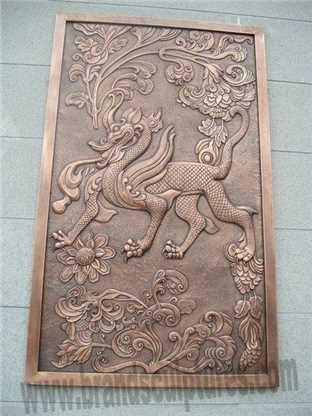 Ancient And Attractive Kylin Wall Relief Art Sculpture