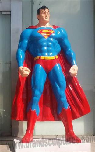 Huge Painted Fiberglass Hero Superman Statue As Fairground Decoration