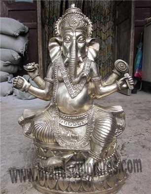 Stately Religious Articles Ganesh Brass Statue As Temple Decoration