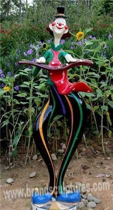 Resin Garden Ornaments Cute Fiberglass Clown Figure Sculpture