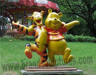 Huge Varnished Teenie Weenie And Tigger Fiberglass Statues