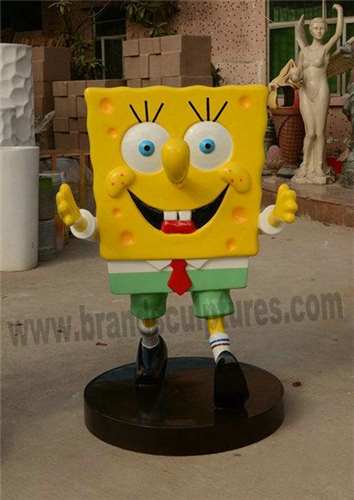 Huge Yellow Painted Fiberglass SpongeBob Yard Sculptures