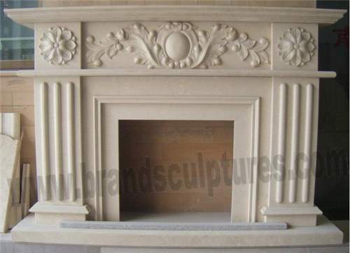 Interior Decoration Flower Carving Stone Fireplaces Statue