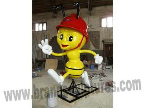 Huge Yellow Painted Fiberglass Bee Sculpture As Garden Ornament