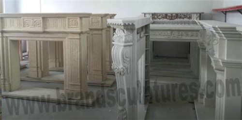 Hand Carved Stone Fireplaces Statue For Indoor Decoration