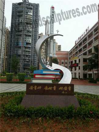 Outdoor Huge Installed Artist Rocket School Metal Sculpture