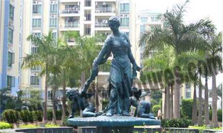 Large Outdoor Fountains Western And Loving Copper Figurine Statues