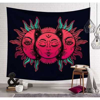 Sun Moon Tapestry Psychedelic Celestial Indian Sun Hippie Hi
