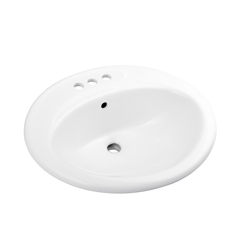 Oval White Ceramic Drop In Bathroom Sink, SS-O2219