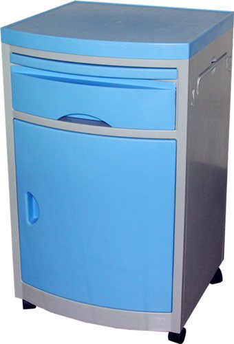 ABS Or S.S Or Painted Steel Bedside Cabinet On Four 50mm Wheels With Drawers And Door