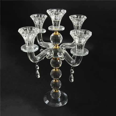 Personalized Five-Arms Glass Candelabra