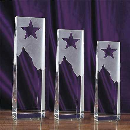 Clear Etching Star Crystal Trophy