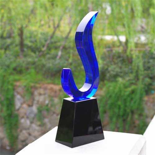 Unique Design Blue Crystal Trophy