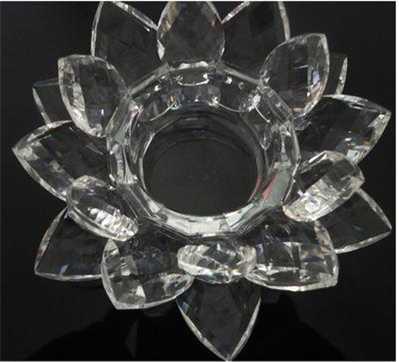Clear Crystal Lotus Candle Holder