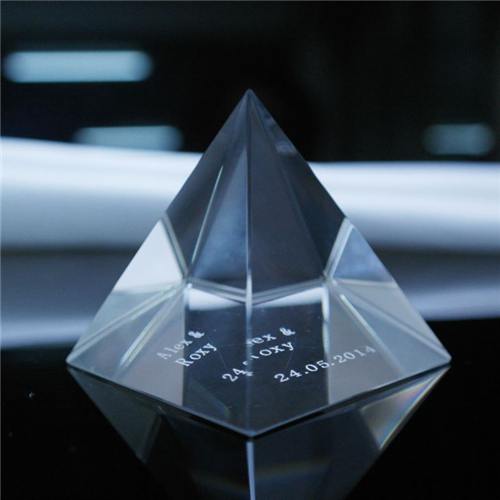 Unique Glass Pyramid Paperweight