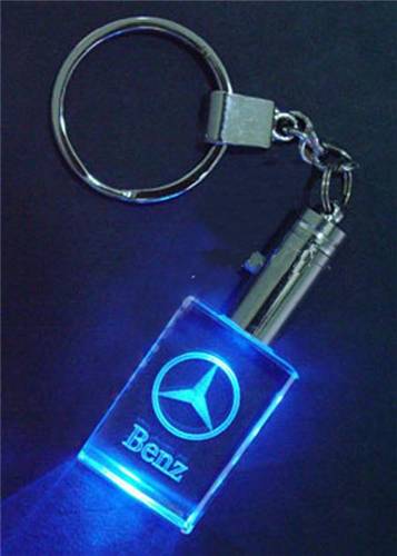 LED Light Press Button Crystal Keychain