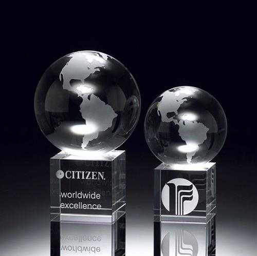 Custom Crystal Globe On Crystal Cube