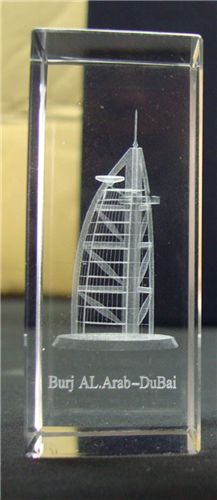 3D Laser Engraving Crystal Burj Al Arab,Dubai