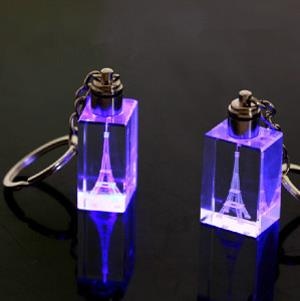 3D Laser With LED Light Crystal Keychain Eiffel Tower Pictures & Photos