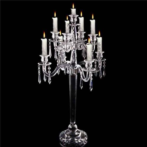 9 Candles Large Crystal Candelabra