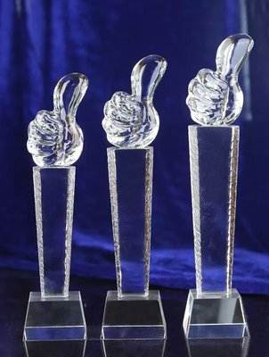 Large Medium Small Thumbs Up Crystal Medal