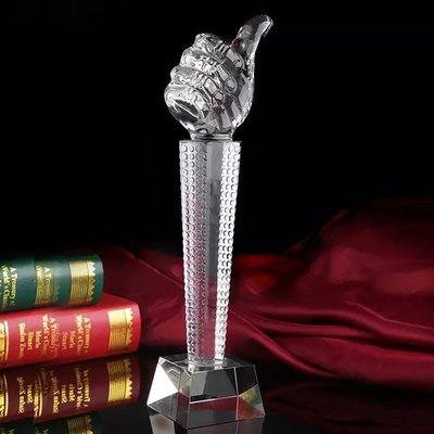 Low Price Cheap Thumbs Up Glass Trophy