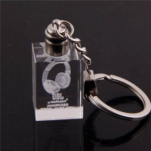 LED Light Cheap Wholesale Crystal Keyring With Earphone Logo & Photo Engraving Inside