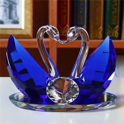 Blue Crystal Couple Swan