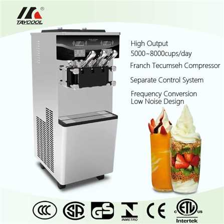 Floor Standing Soft Ice Cream Machine With Twin Flavors And Dual Control System