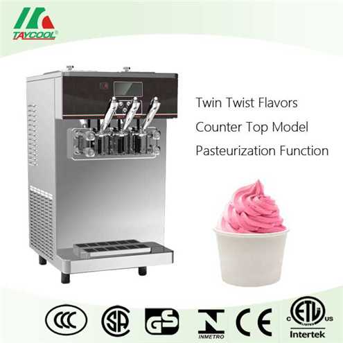 Pasteurizer Tabletop Soft Serve Yogurt Ice Cream Machine With Twin Twist Flavors