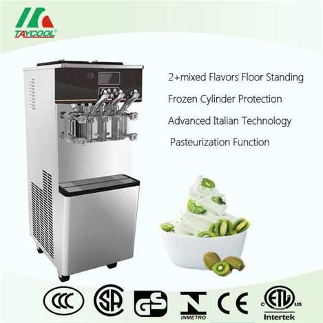 Italian Soft Serve Freezer Frozen Yogurt Maker With Three Flavors And Pasteurizer