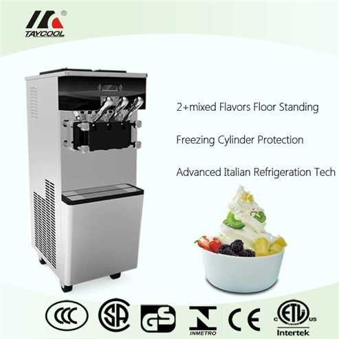 Floor Standing Soft Ice Cream Machine With Twin Twist Flavors