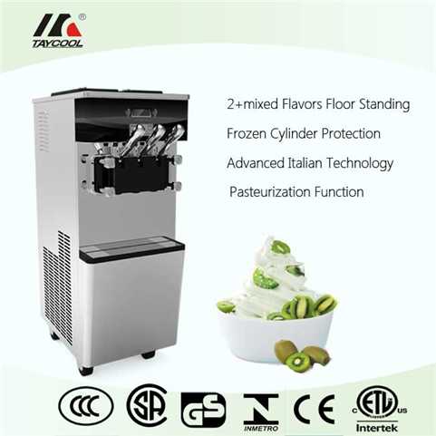 Floor Standing Frozen Yogurt Machine With Twin Flavors And Pasteurizer