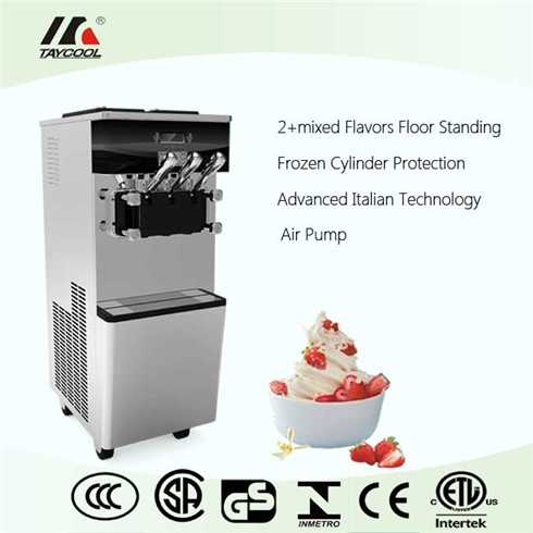 Floor Standing Soft Ice Cream Machine With Twin Flavors And Air Pump