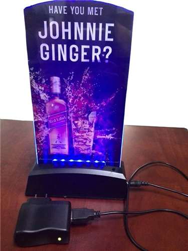 Chargeable Led Menu Card Holder Colorful Table Tent