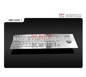 Anti-vandal IP65 Stainless Steel Panel Mounting Metal Keyboard With Trackball