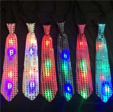 Party Fancy Dress Colorful Led Light Sequin Ties Led Bow Tie