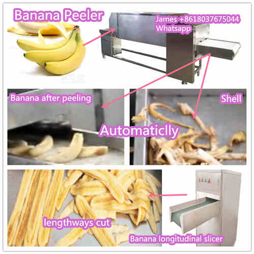 Ripe banana peeling machine slicer lengthways