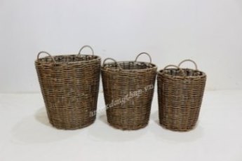 Round wicker storage baskets - CH3830A-3GY