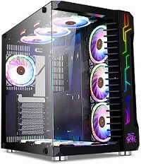 ATX Computer Game Case Mid Tower Tempered Glass Panel